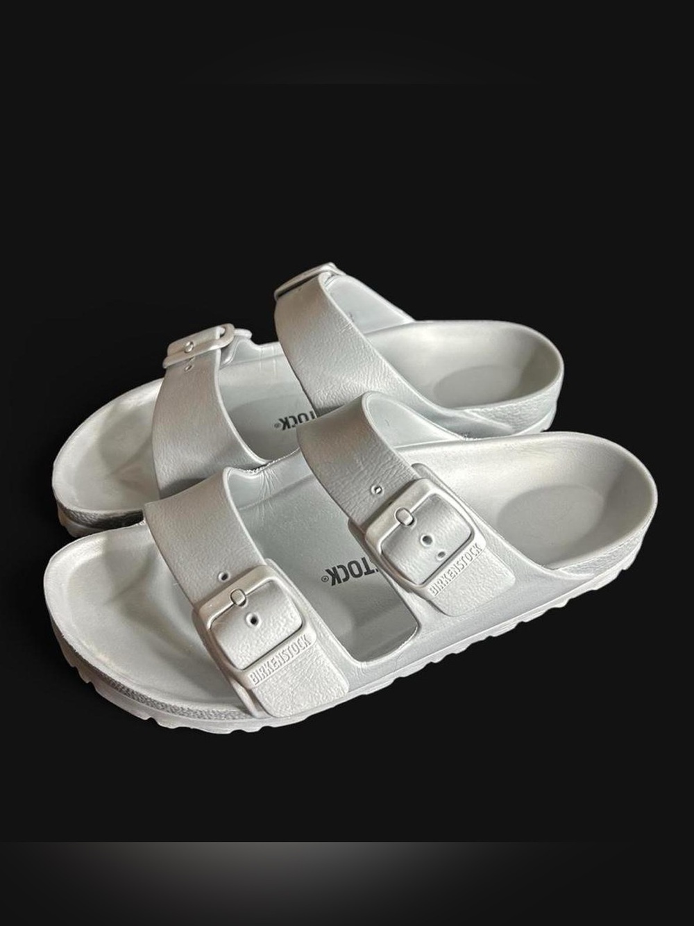 Birkenstock Silver Two-Strap EVA Slide Sandals